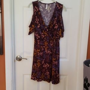 Xhilaration cold shoulder faux wrap dress